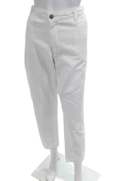 AG Adriano Goldschmied Mens Ankle Cropped White Linen-Cotton Pants Size 32
