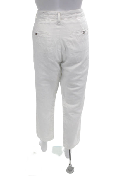 AG Adriano Goldschmied Mens Ankle Cropped White Linen-Cotton Pants Size 32
