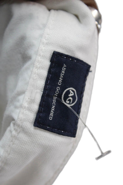 AG Adriano Goldschmied Mens Ankle Cropped White Linen-Cotton Pants Size 32