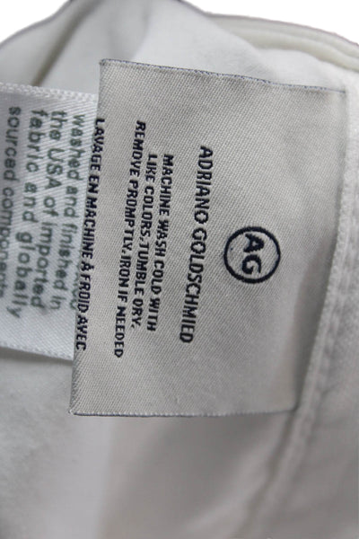AG Adriano Goldschmied Mens Ankle Cropped White Linen-Cotton Pants Size 32