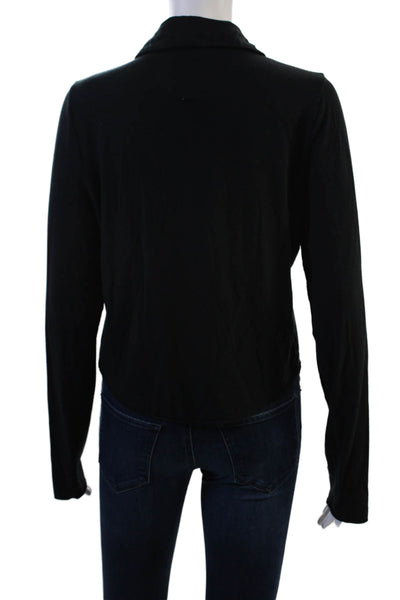 Wilfred Women Black Collared Long Sleeve Basic Button-Up Top Size L