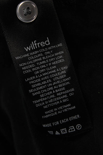 Wilfred Women Black Collared Long Sleeve Basic Button-Up Top Size L