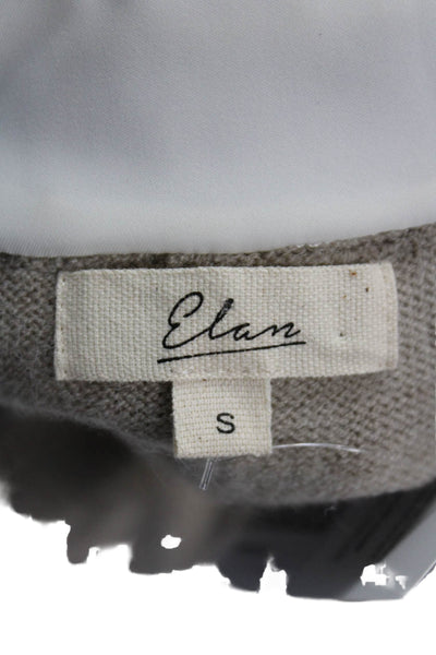 Elan Women Pullover V-Neck Long Sleeve Beige Sweater Size S