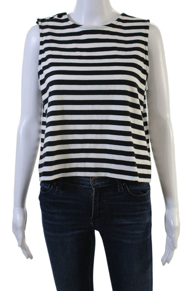 Rag & Bone Womens Cropped Striped Black Cotton Tank Sleeveless Crew Neck Size S
