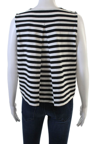 Rag & Bone Womens Cropped Striped Black Cotton Tank Sleeveless Crew Neck Size S
