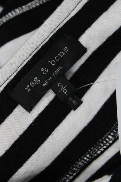 Rag & Bone Womens Cropped Striped Black Cotton Tank Sleeveless Crew Neck Size S
