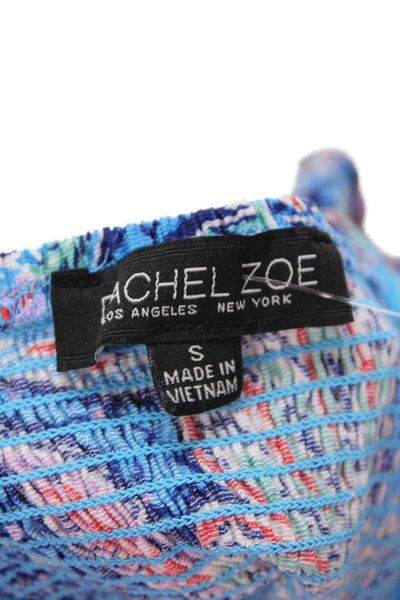 Rachel Zoe Women Cropped Floral Tank Blue Square Neck Boho Size S
