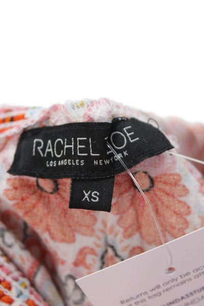 Rachel Zoe Women Orange Floral Cropped Camisole Bohemian Sleeveless Size XS