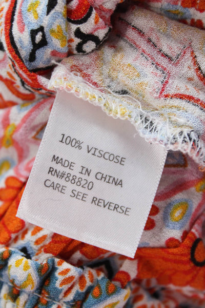Rachel Zoe Women Orange Floral Cropped Camisole Bohemian Sleeveless Size XS