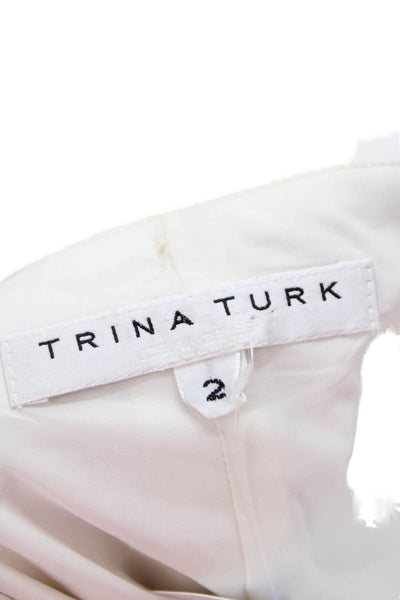 Trina Turk Unisex White Polyester Designer Shorts Size 2