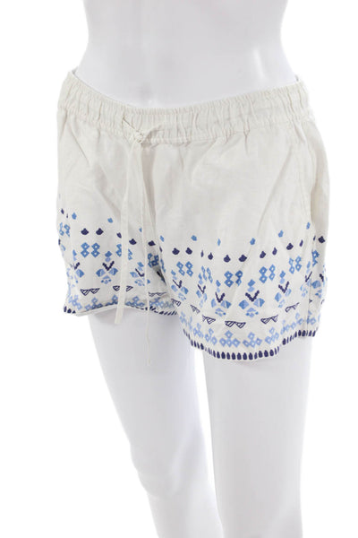 Vineyard Vines Unisex White Aztec Drawstring Linen Cotton Shorts Size XS