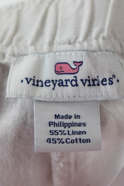 Vineyard Vines Unisex White Aztec Drawstring Linen Cotton Shorts Size XS