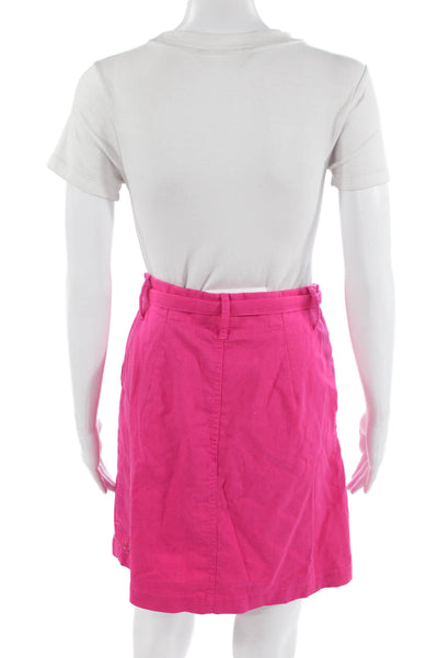 J Crew Women A-Line Wrap Skirt Pink Linen-Cotton Short Size 2