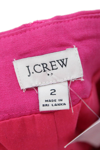 J Crew Women A-Line Wrap Skirt Pink Linen-Cotton Short Size 2