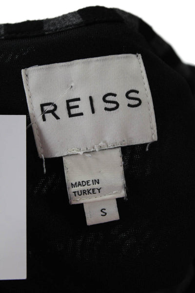 Reiss Women Bodycon Dress Black Long Sleeve Striped Viscose Round Neck Size S