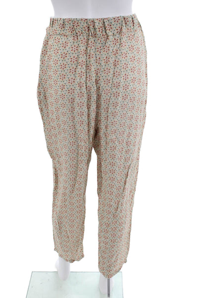 Diza Gabo Women Paperbag Pants Beige 100% Cotton Geometric Drawstring Size S