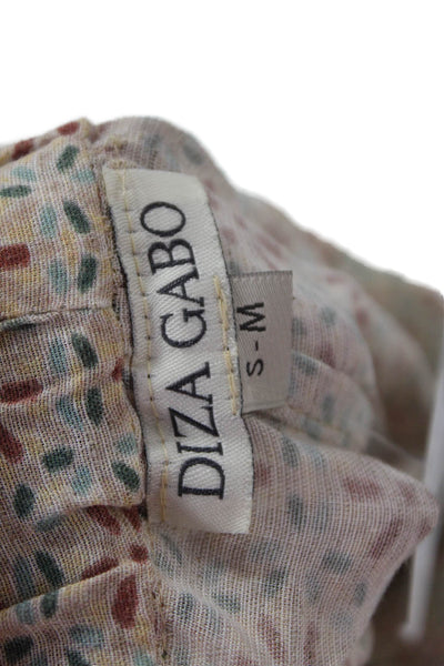 Diza Gabo Women Paperbag Pants Beige 100% Cotton Geometric Drawstring Size S
