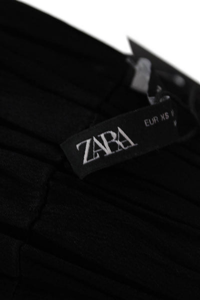 Zara Women Cropped Camisole Black V-Neck Sleeveless 90s Polyester Size XS