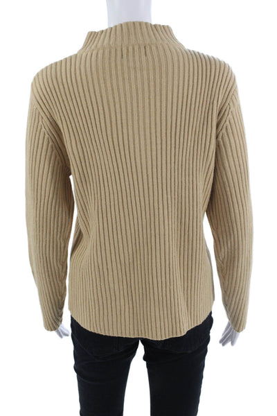 Designers Studio Unisex Beige Full Zip Sweater Mock Neck Long Sleeve Size M