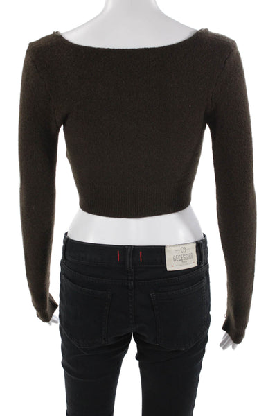 Zara Womens Brown Button Round Neck Cardigan Long Sleeve Size S