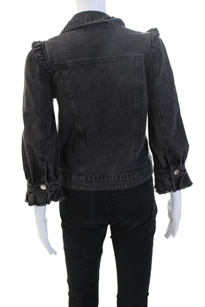 Generation Love Women Black 100% Cotton Collared 3/4 Sleeve Jacket Size M