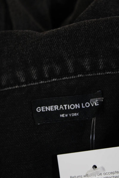 Generation Love Women Black 100% Cotton Collared 3/4 Sleeve Jacket Size M