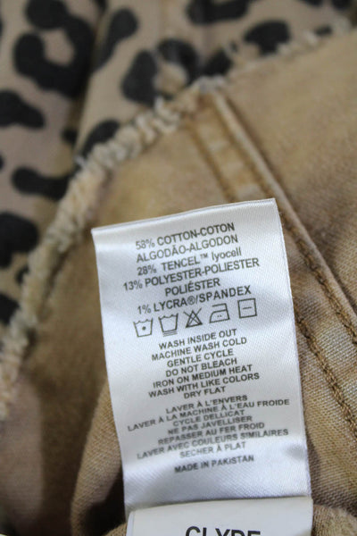 DL1961 Women Beige Animal Print Collared Button Long Sleeve Jacket Size S