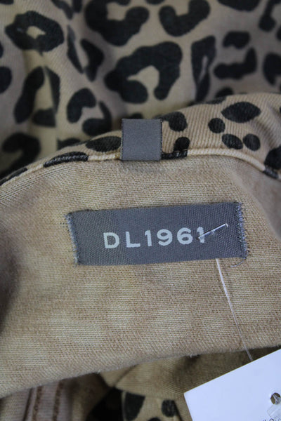 DL1961 Women Beige Animal Print Collared Button Long Sleeve Jacket Size S