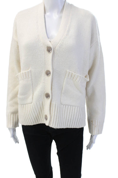 The Drop Women Cardigan White V-Neck Button Acrylic Polyester Size XS