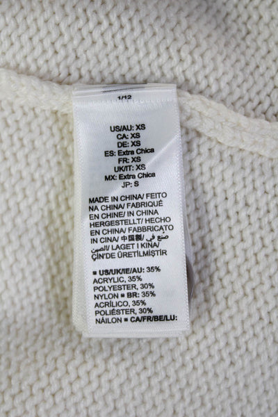 The Drop Women Cardigan White V-Neck Button Acrylic Polyester Size XS