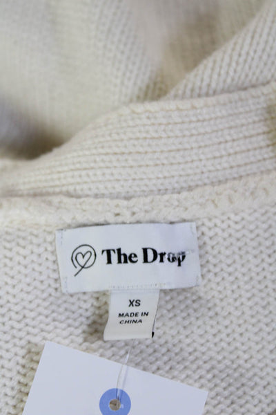The Drop Women Cardigan White V-Neck Button Acrylic Polyester Size XS