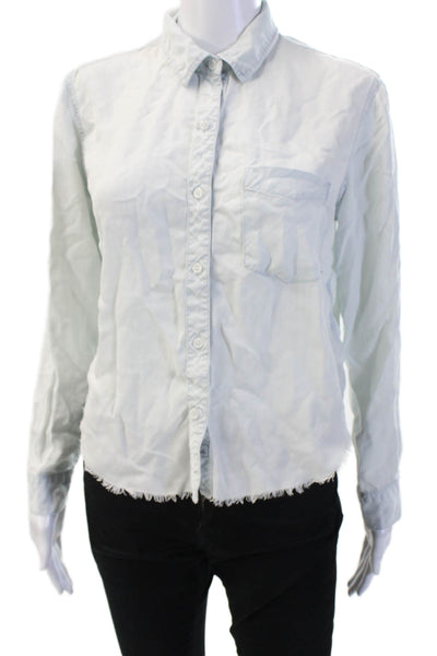 Rails Womens Light Blue Collared Button-Up Lyocell Blouse Long Sleeve Size S