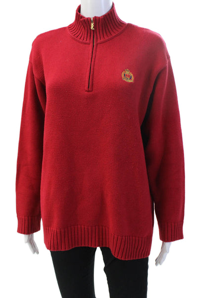 Lauren Ralph Lauren Women Red Mock Neck Pullover Sweater Long Sleeve Size L