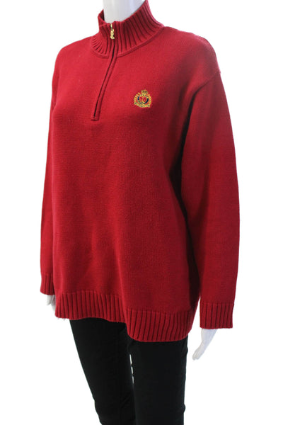 Lauren Ralph Lauren Women Red Mock Neck Pullover Sweater Long Sleeve Size L