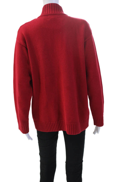 Lauren Ralph Lauren Women Red Mock Neck Pullover Sweater Long Sleeve Size L