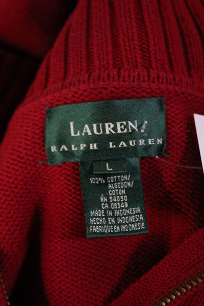 Lauren Ralph Lauren Women Red Mock Neck Pullover Sweater Long Sleeve Size L