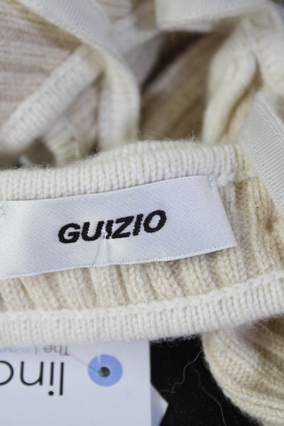 Guizio Women Crop Top Beige Sleeveless Round Neck Wool Blend Size S