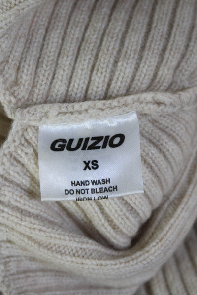 Guizio Womens Beige Striped Cashmere Wool Sweater Long Sleeve Size XS