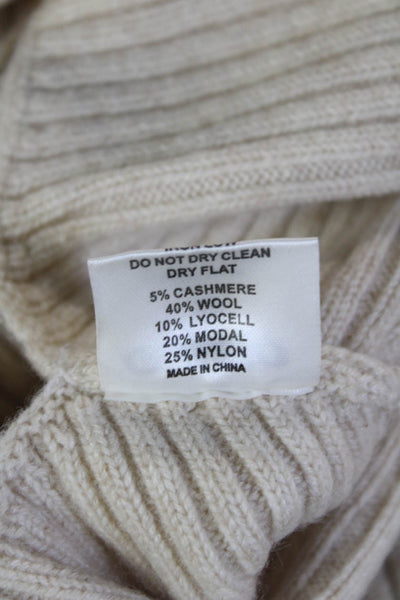 Guizio Womens Beige Striped Cashmere Wool Sweater Long Sleeve Size XS