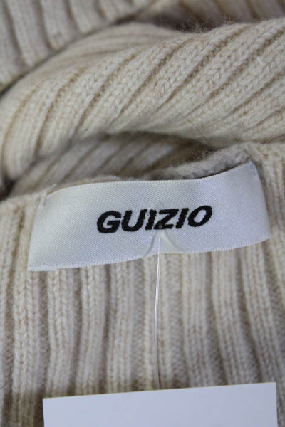 Guizio Womens Beige Striped Cashmere Wool Sweater Long Sleeve Size XS