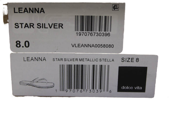 Dolce Vita Womens Metallic Leather Strappy Slide Sandals Silver Size 8