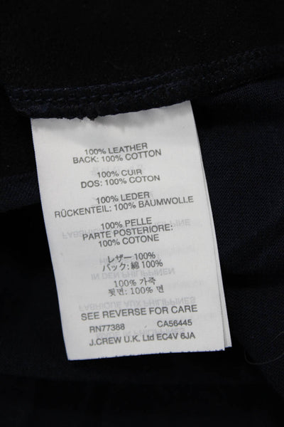 J Crew Women Black Leather Basic Tank Sleeveless Round Neck Size L