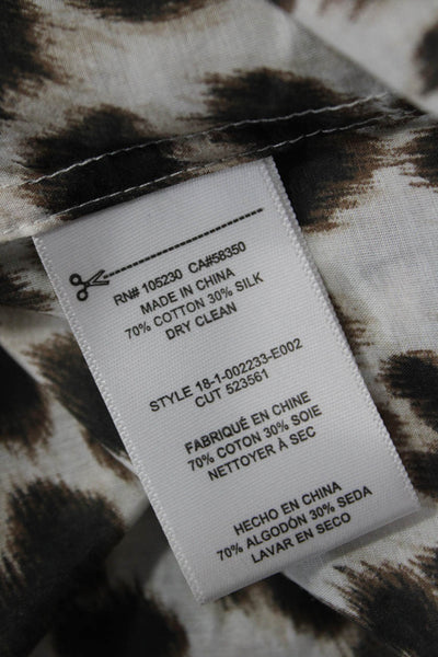 Equipment Femme Women Beige Animal Print Button-Up Long Sleeve Blouse Size M