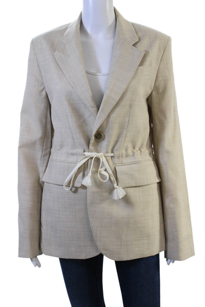 Zadig & Voltaire Unisex Beige Wool Blazer Collared Button Long Sleeve Size S