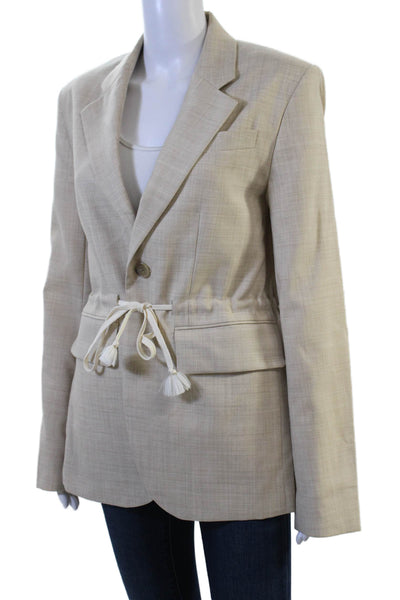 Zadig & Voltaire Unisex Beige Wool Blazer Collared Button Long Sleeve Size S