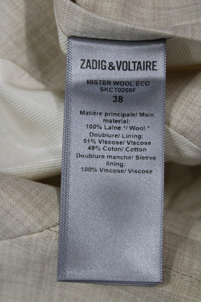 Zadig & Voltaire Unisex Beige Wool Blazer Collared Button Long Sleeve Size S
