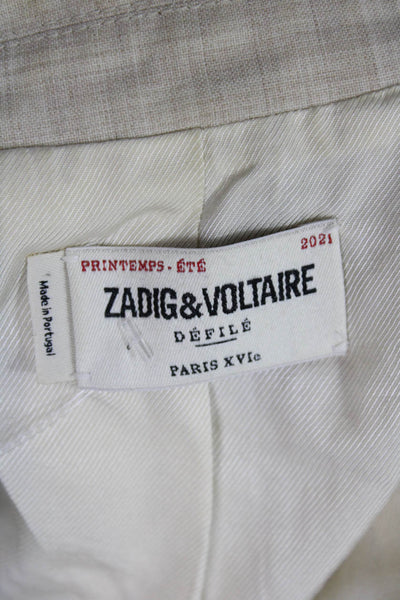 Zadig & Voltaire Unisex Beige Wool Blazer Collared Button Long Sleeve Size S