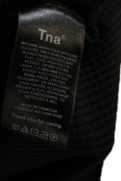 TNA Women Cropped Mock Neck Long Sleeve Black Top Size M