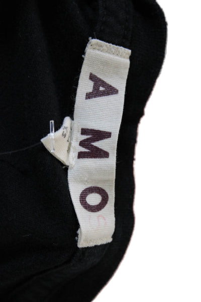 Amo Women Cropped Black Crewneck Long Sleeve T-Shirt 90s Size XS