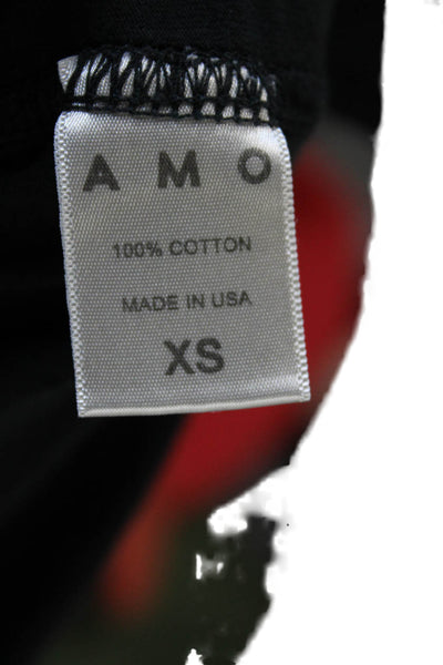Amo Women Cropped Black Crewneck Long Sleeve T-Shirt 90s Size XS